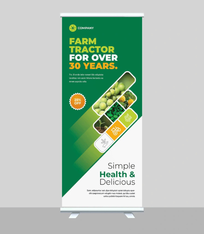 Narrow base roll-up banner